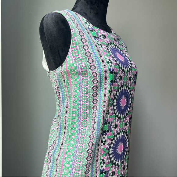 London Times Pink and Green Geometric Midi Dress - Picture 4 of 9